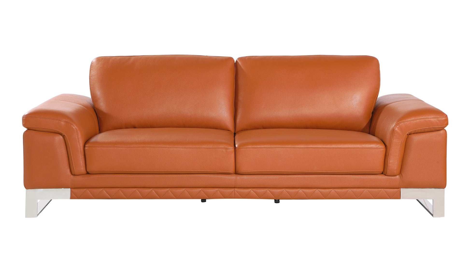 Two Piece Indoor Camel Italian Leather Five Person Seating Set-3