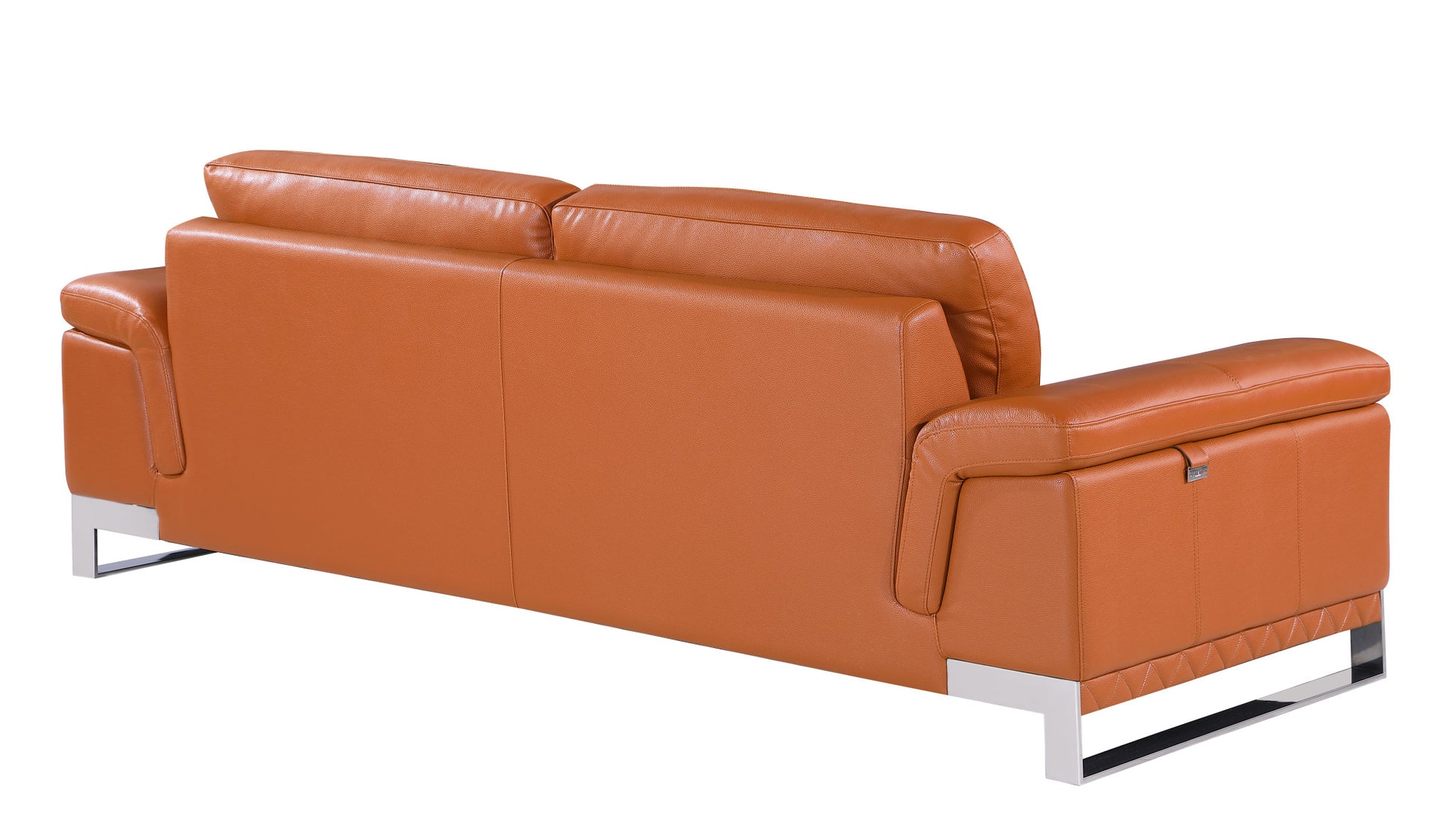Two Piece Indoor Camel Italian Leather Five Person Seating Set-5