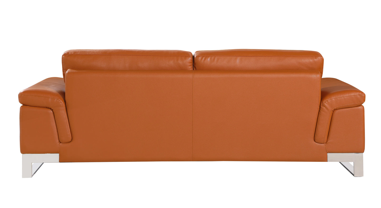 Two Piece Indoor Camel Italian Leather Five Person Seating Set-6