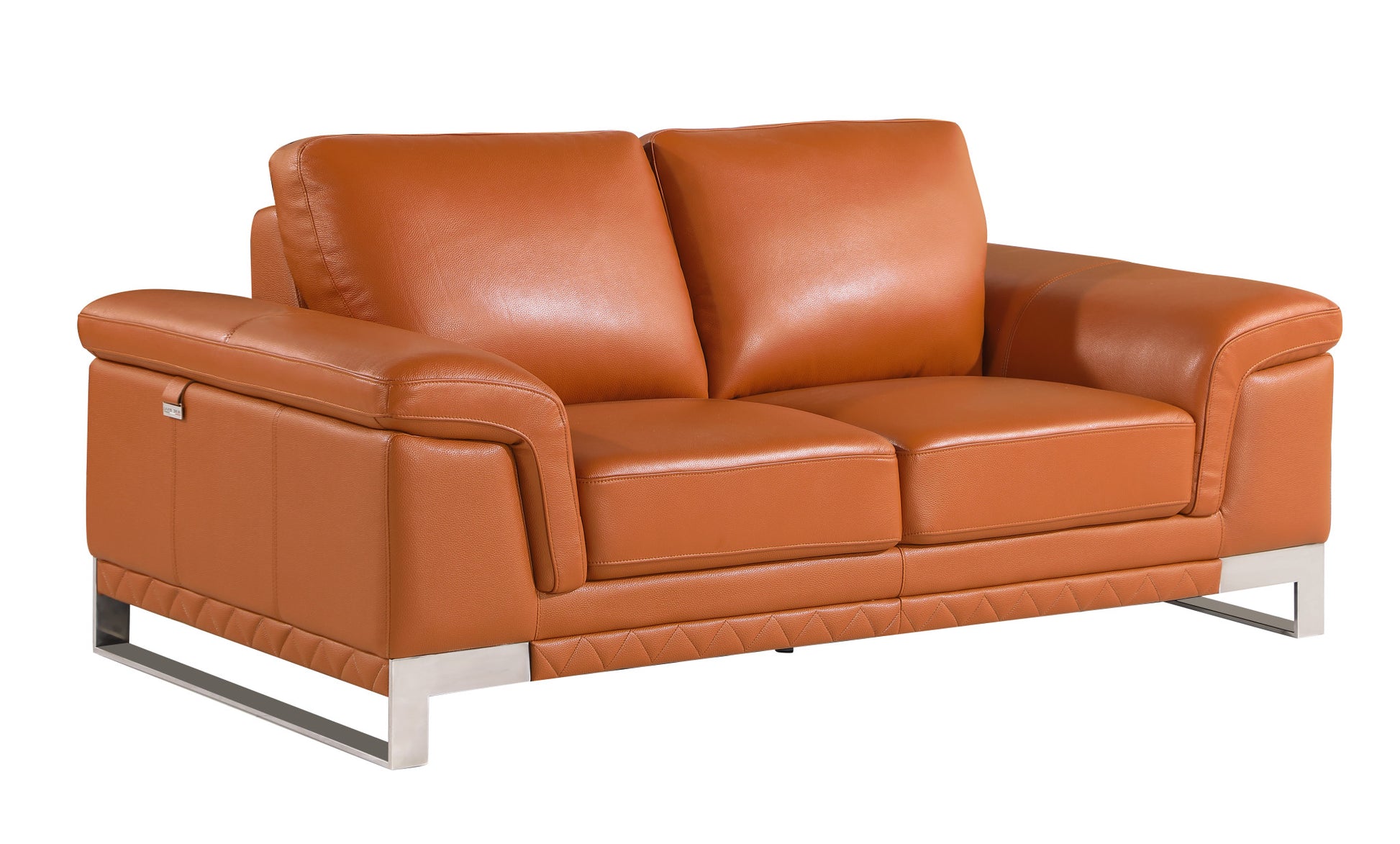 Two Piece Indoor Camel Italian Leather Five Person Seating Set-7