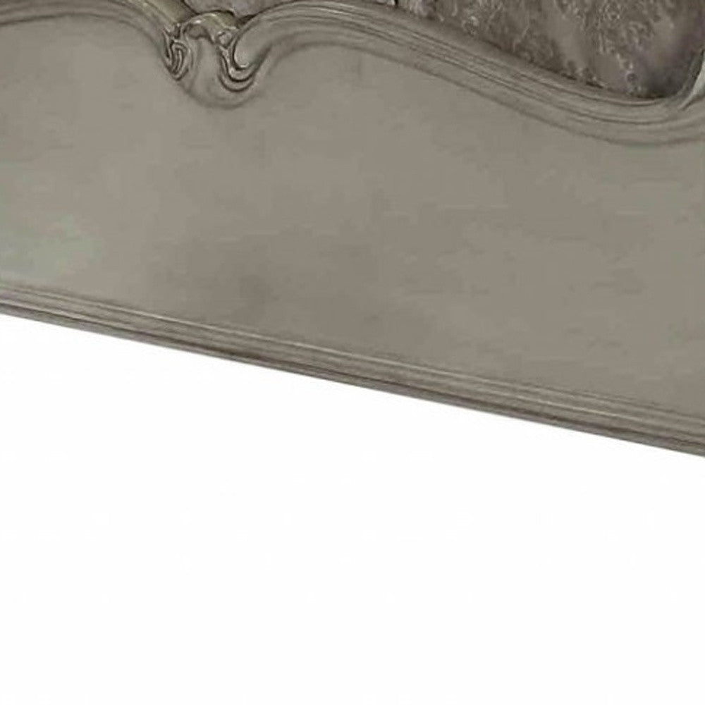 King Tufted Ivory And Gray Upholstered Faux Leather Bed With Nailhead Trim-4