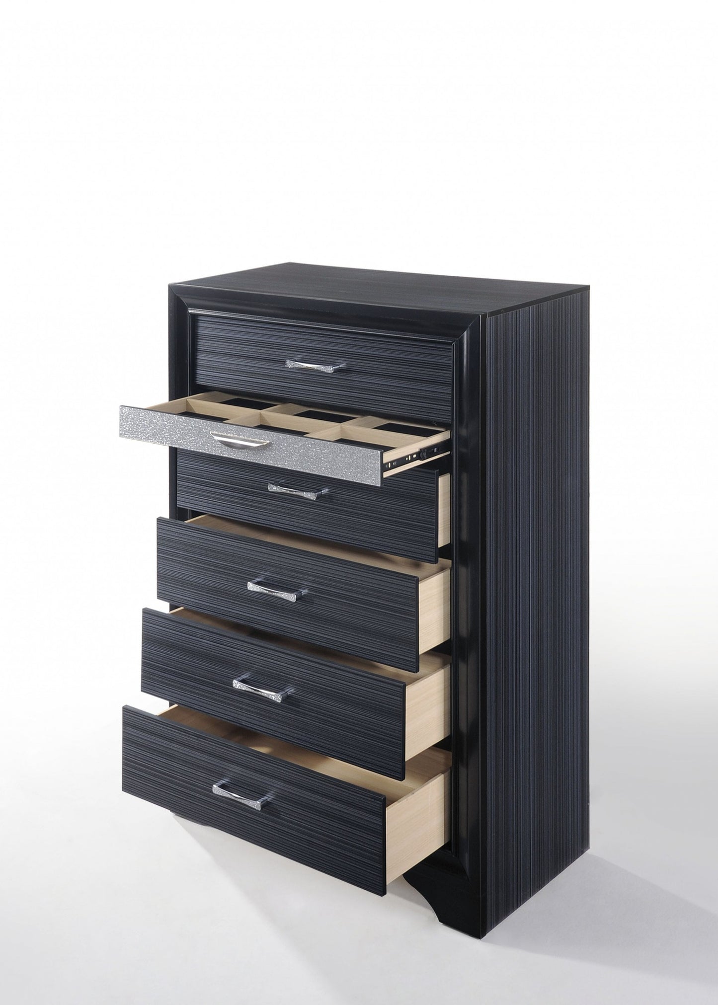 34" Black Solid Wood Six Drawer Chest-2