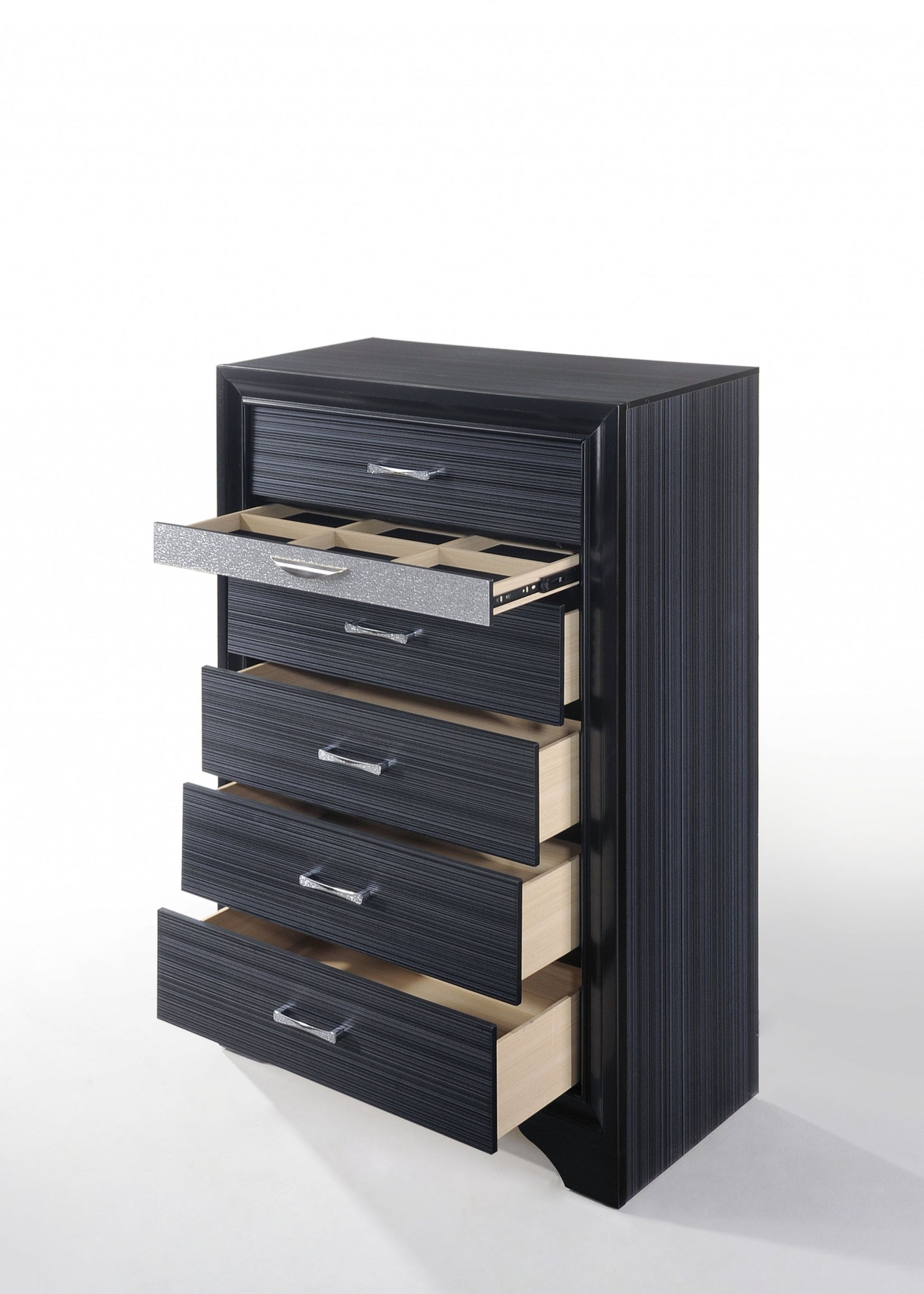 34" Black Solid Wood Six Drawer Chest-2