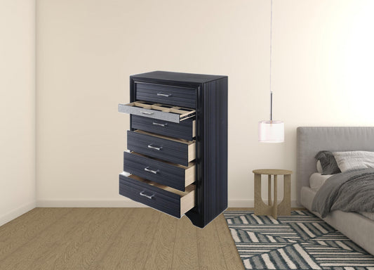 34" Black Solid Wood Six Drawer Chest-1