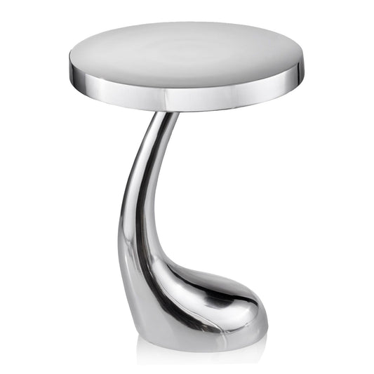 21" Silver Aluminum Round Abstract End Table-1