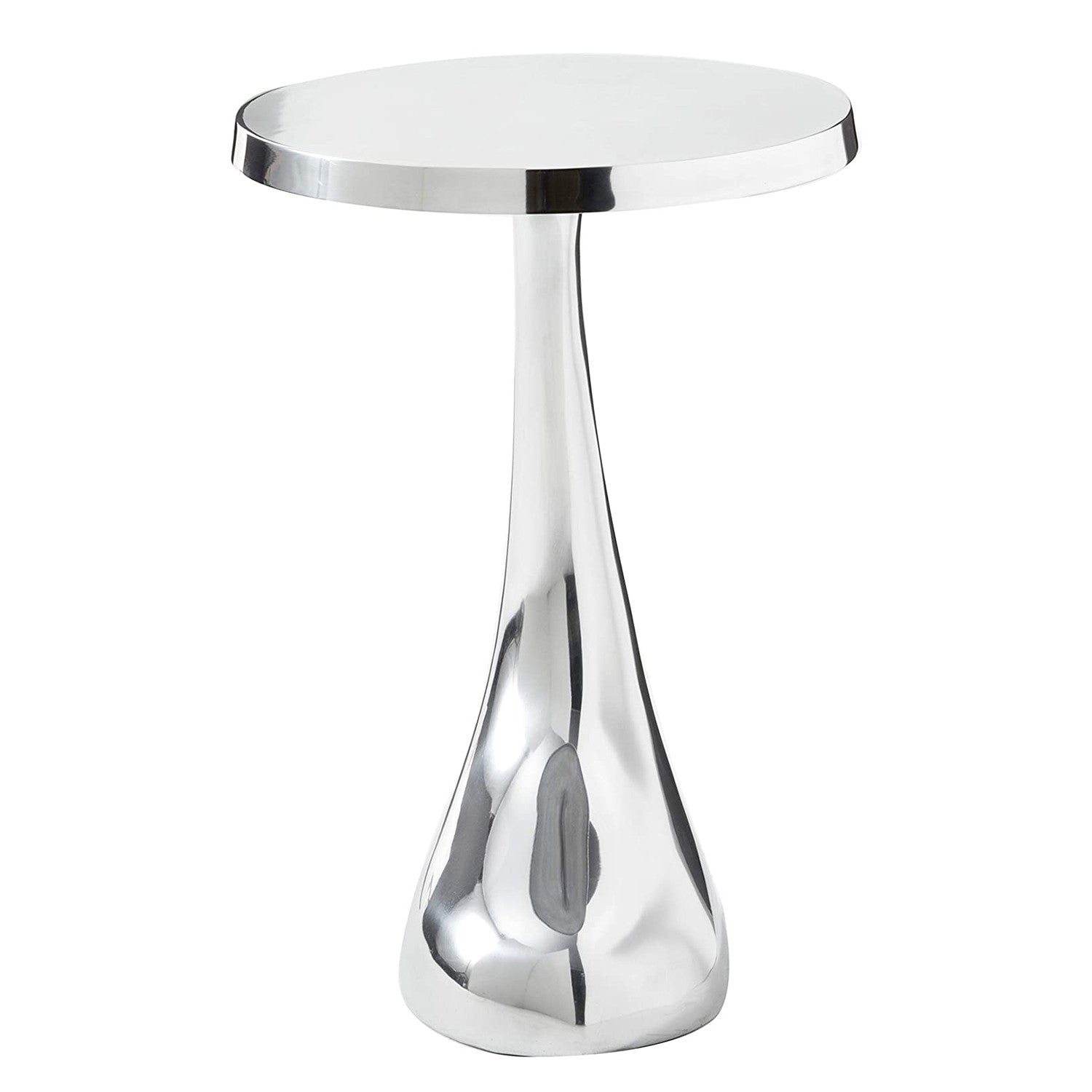 21" Silver Aluminum Round Abstract End Table-2