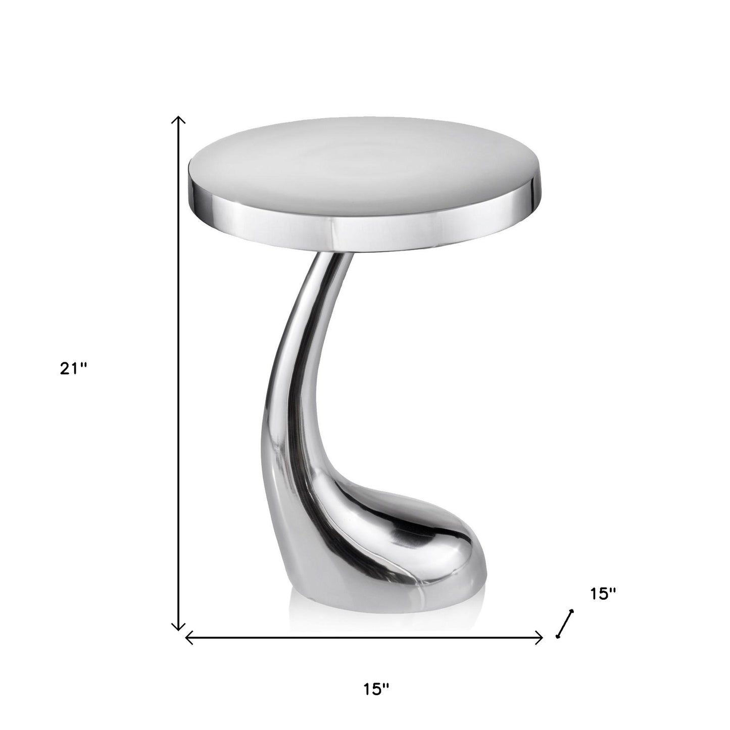 21" Silver Aluminum Round Abstract End Table-6