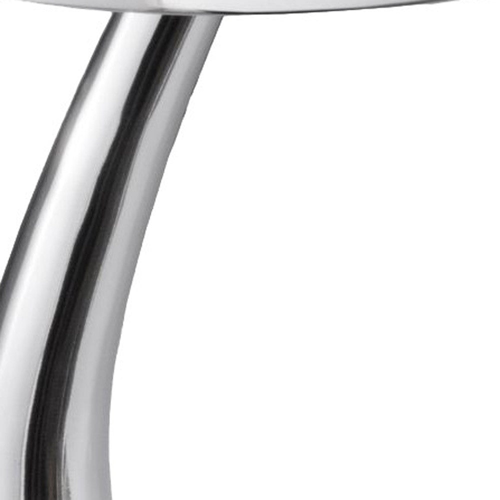 21" Silver Aluminum Round Abstract End Table-3