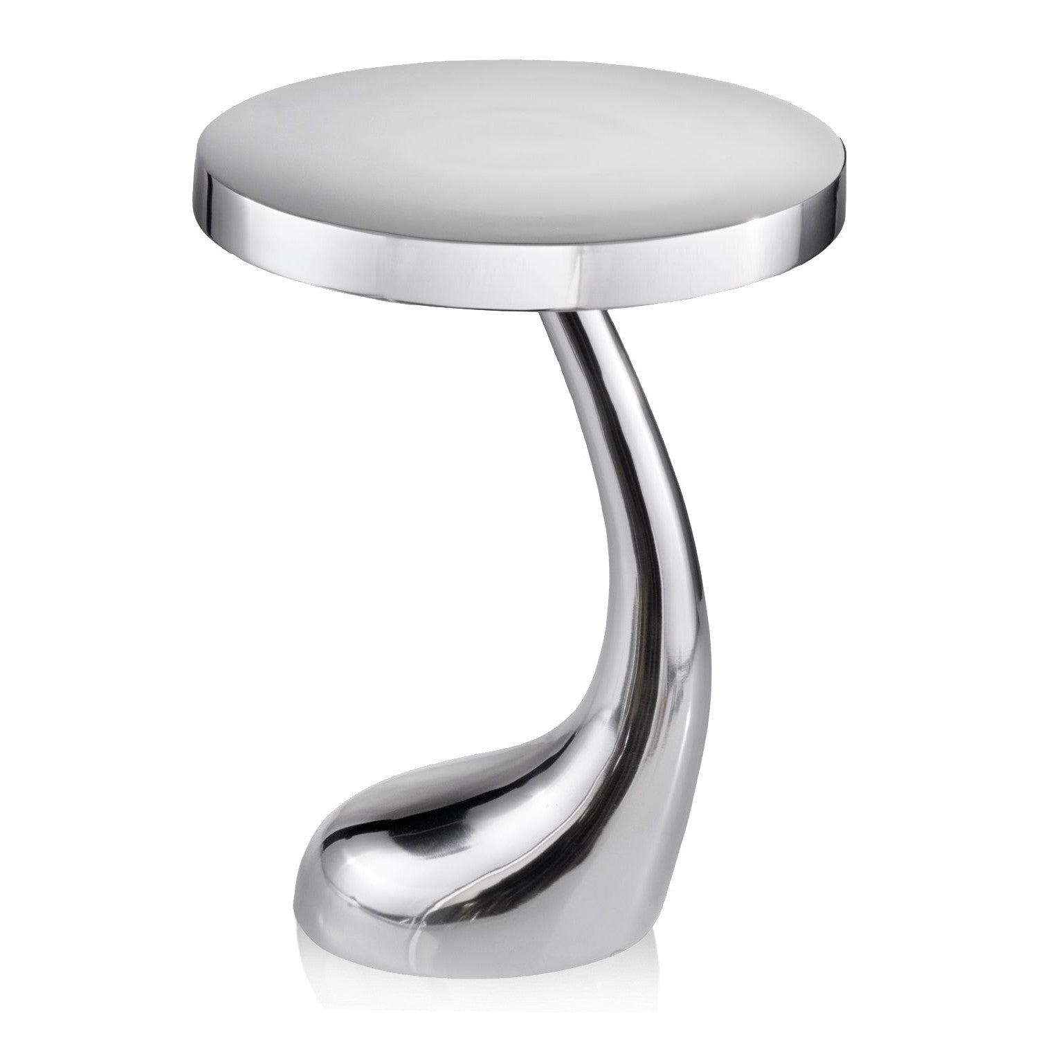 21" Silver Aluminum Round Abstract End Table-4