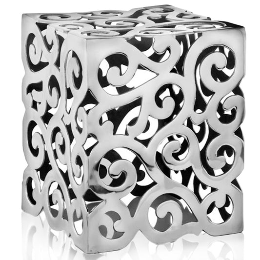 17" Silver Aluminum Square End Table-0