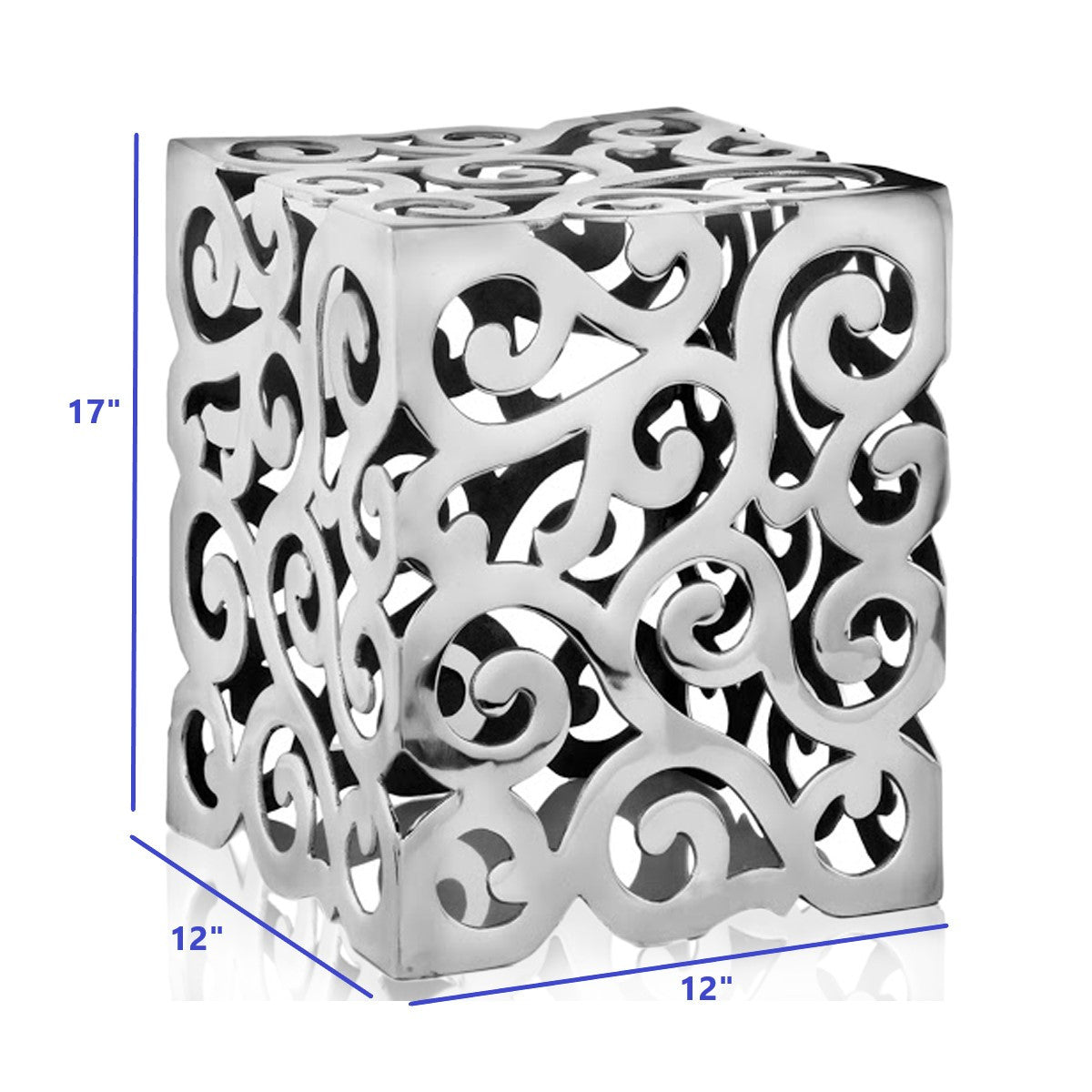 17" Silver Aluminum Square End Table-6