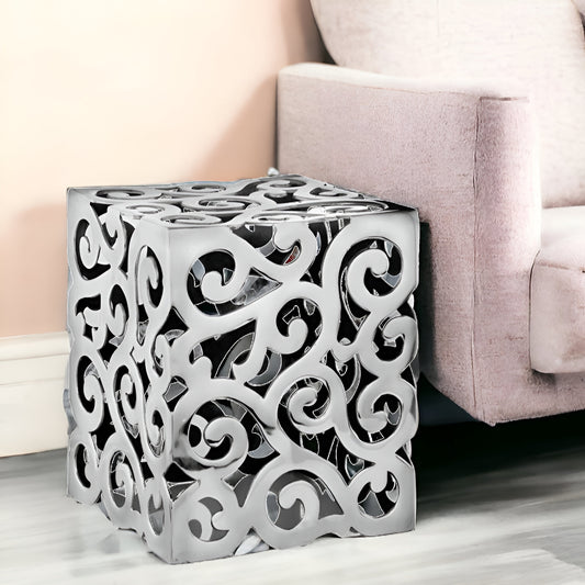 17" Silver Aluminum Square End Table-1