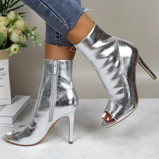 70's Inspired Metallic Stiletto Boots