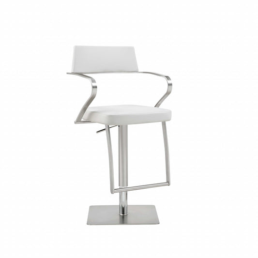 21 " White And Silver Stainless Steel Bar Chair-0