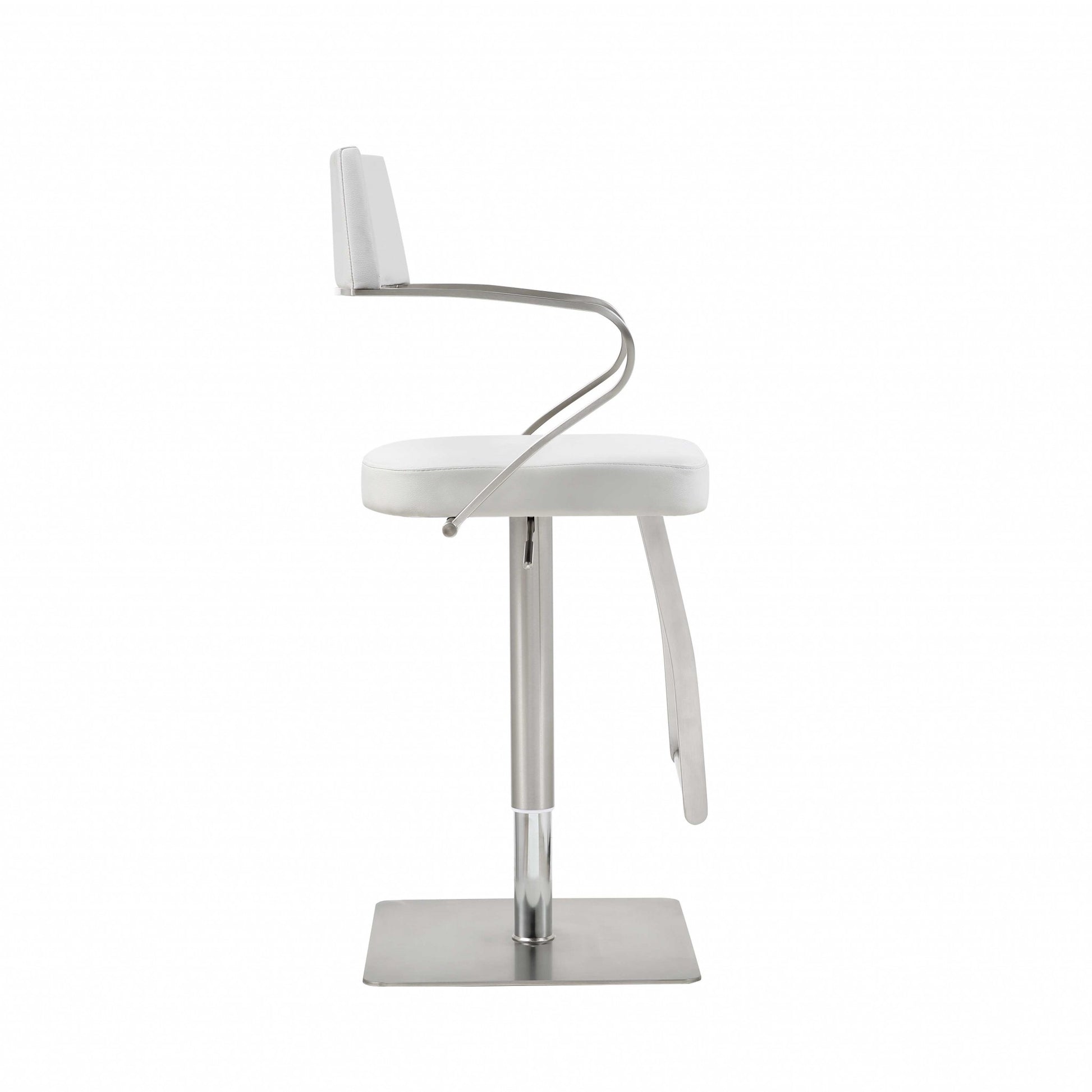 21 " White And Silver Stainless Steel Bar Chair-2