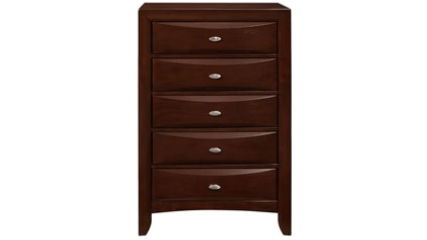 32" Espresso Solid Wood Five Drawer Chest-3
