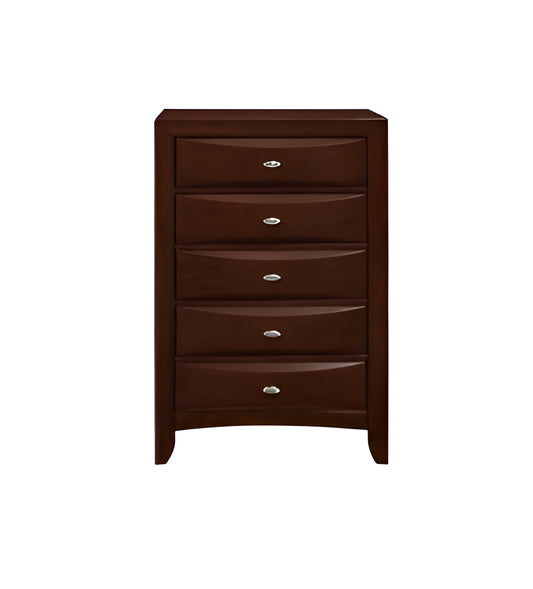32" Espresso Solid Wood Five Drawer Chest-1