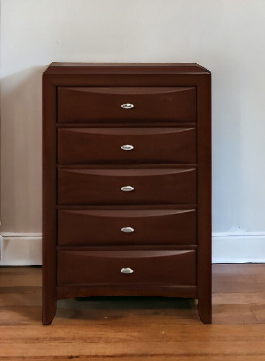 32" Espresso Solid Wood Five Drawer Chest-0