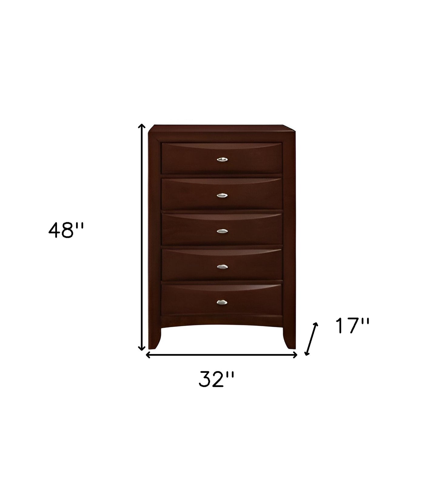 32" Espresso Solid Wood Five Drawer Chest-6