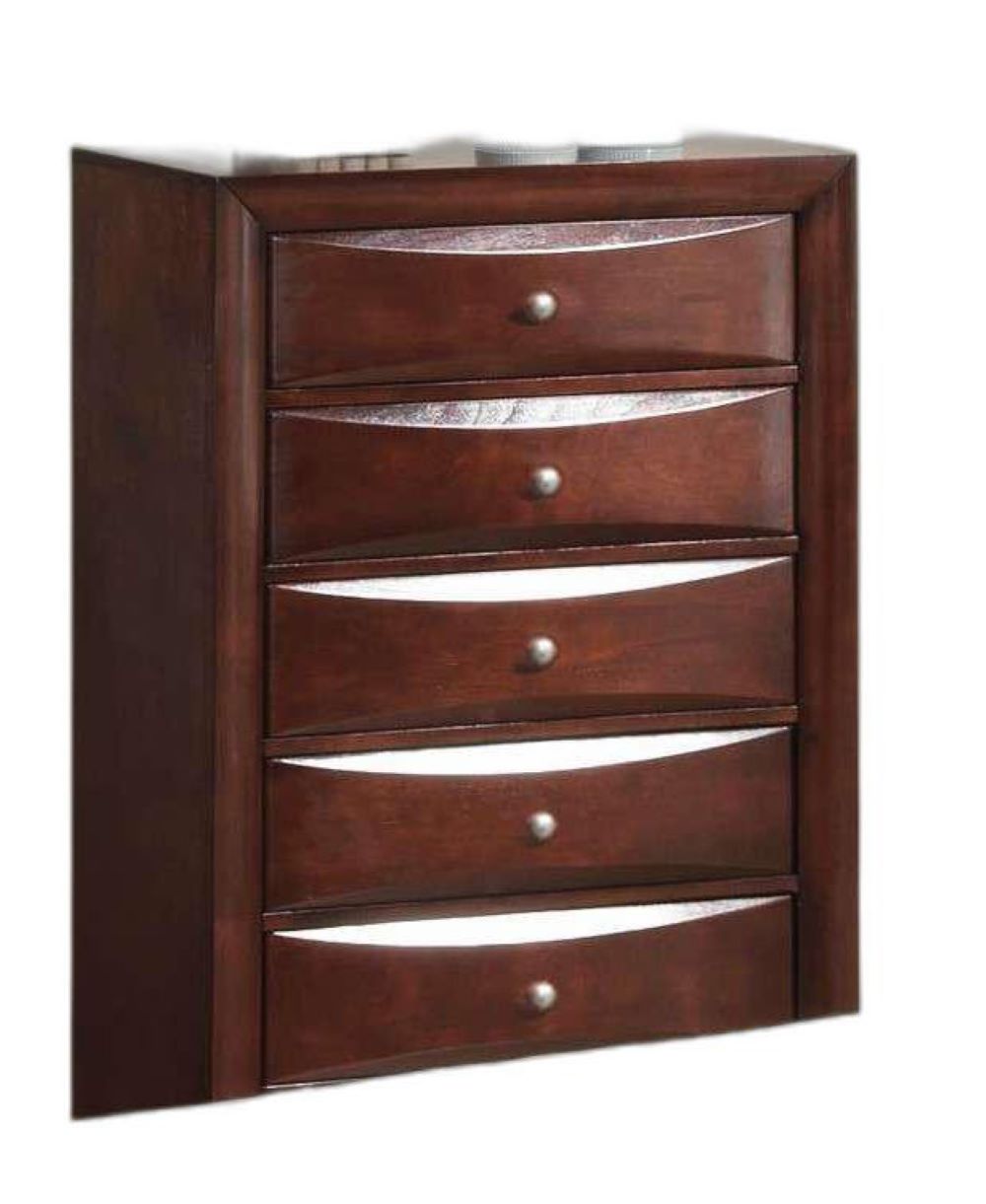 32" Espresso Solid Wood Five Drawer Chest-2