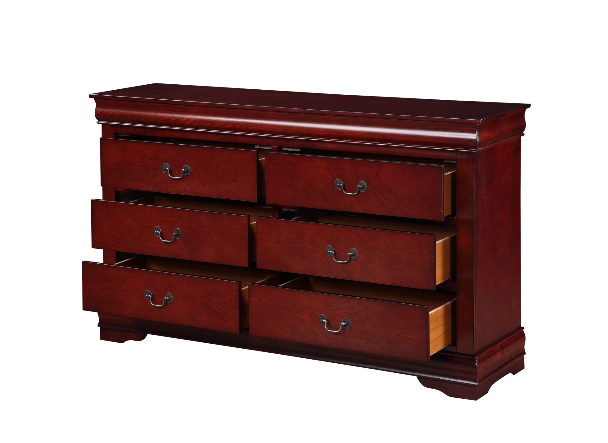 57" Brown Solid Wood Double Dresser-3