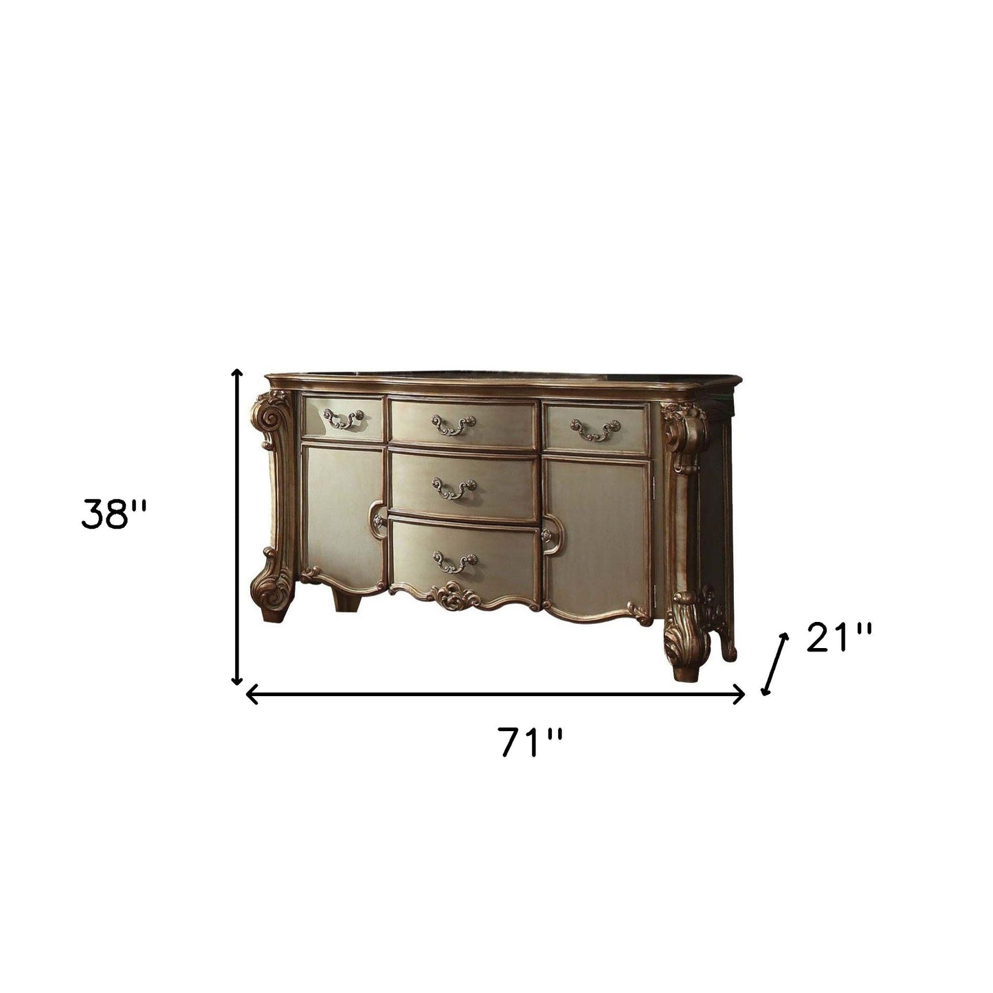 71" Gold Solid Wood Dresser-4