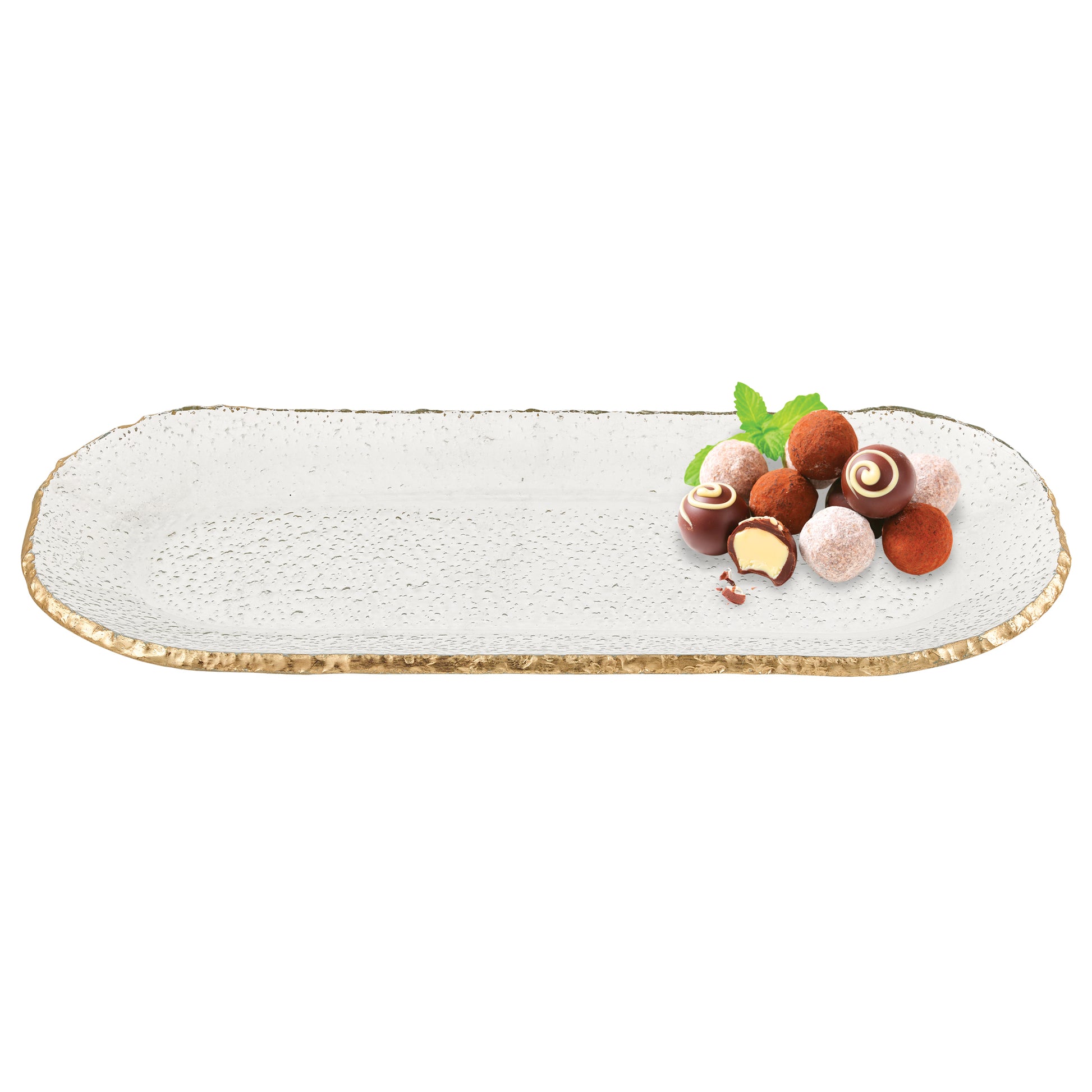 18 Mouth Blown Oval Edge Gold Leaf Platter-0