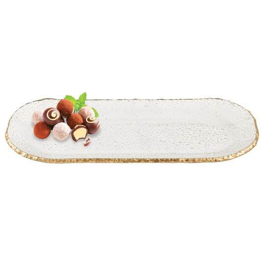 18 Mouth Blown Oval Edge Gold Leaf Platter-1