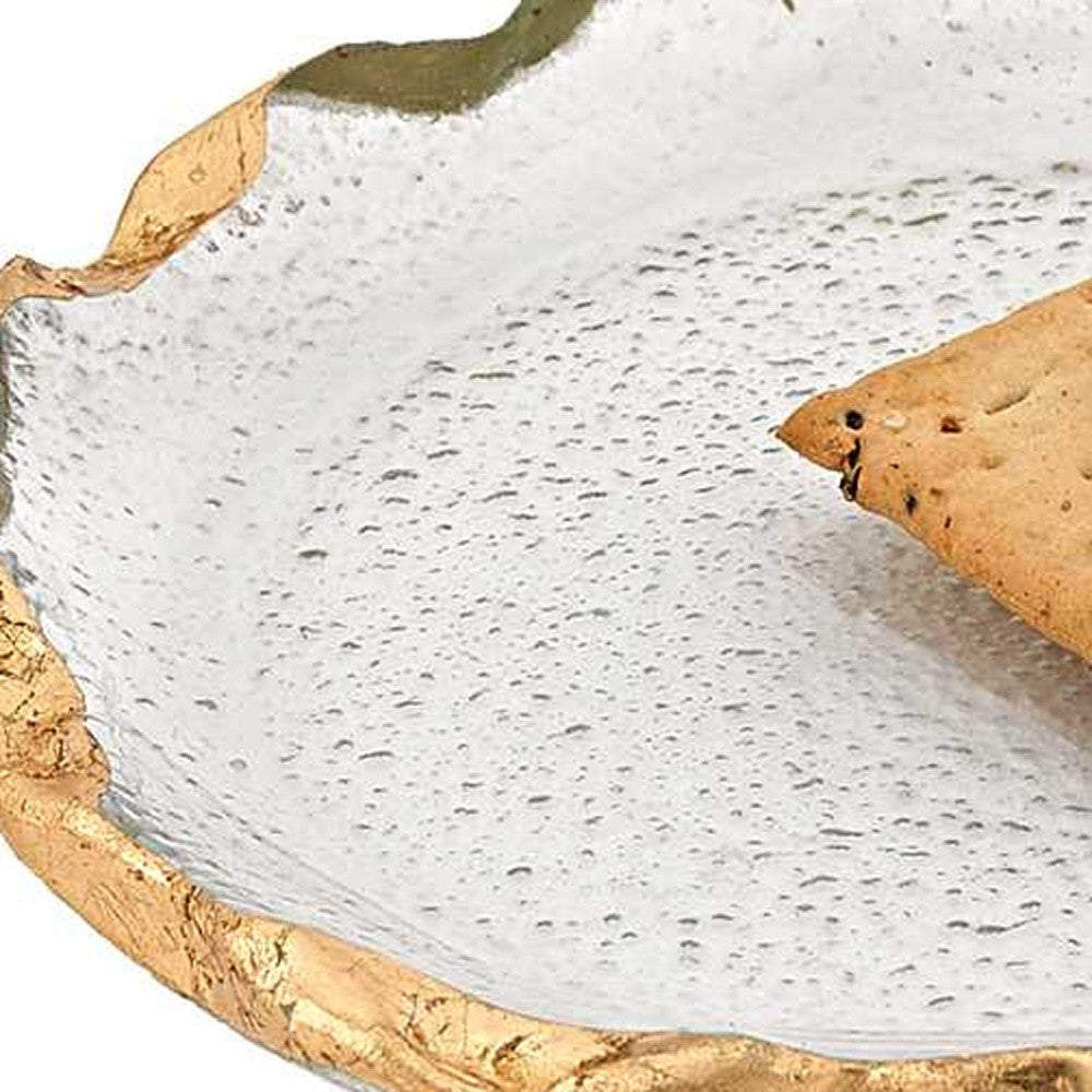 14 Glass Oval Edge Gold Leaf Platter-4
