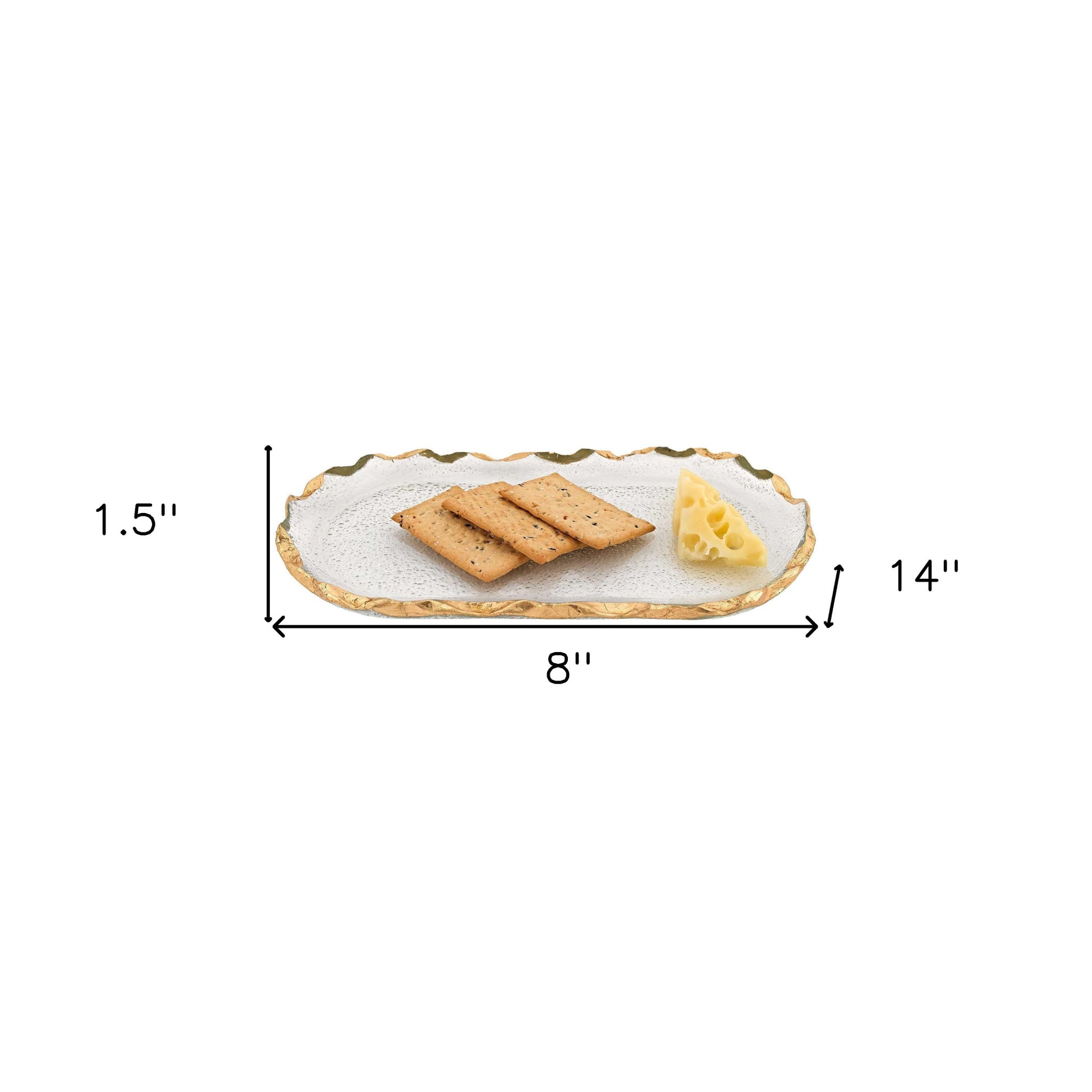 14 Glass Oval Edge Gold Leaf Platter-7