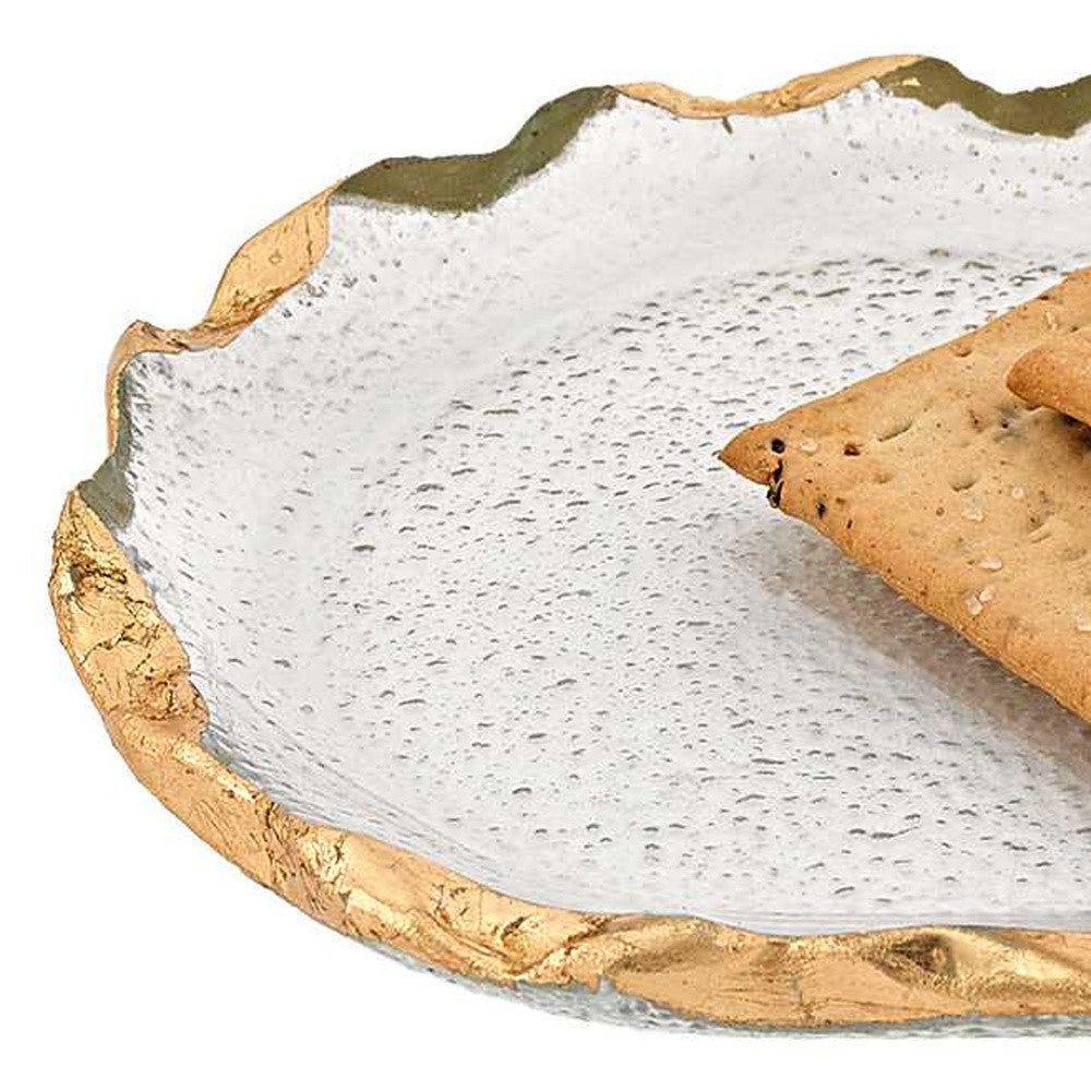 14 Glass Oval Edge Gold Leaf Platter-6