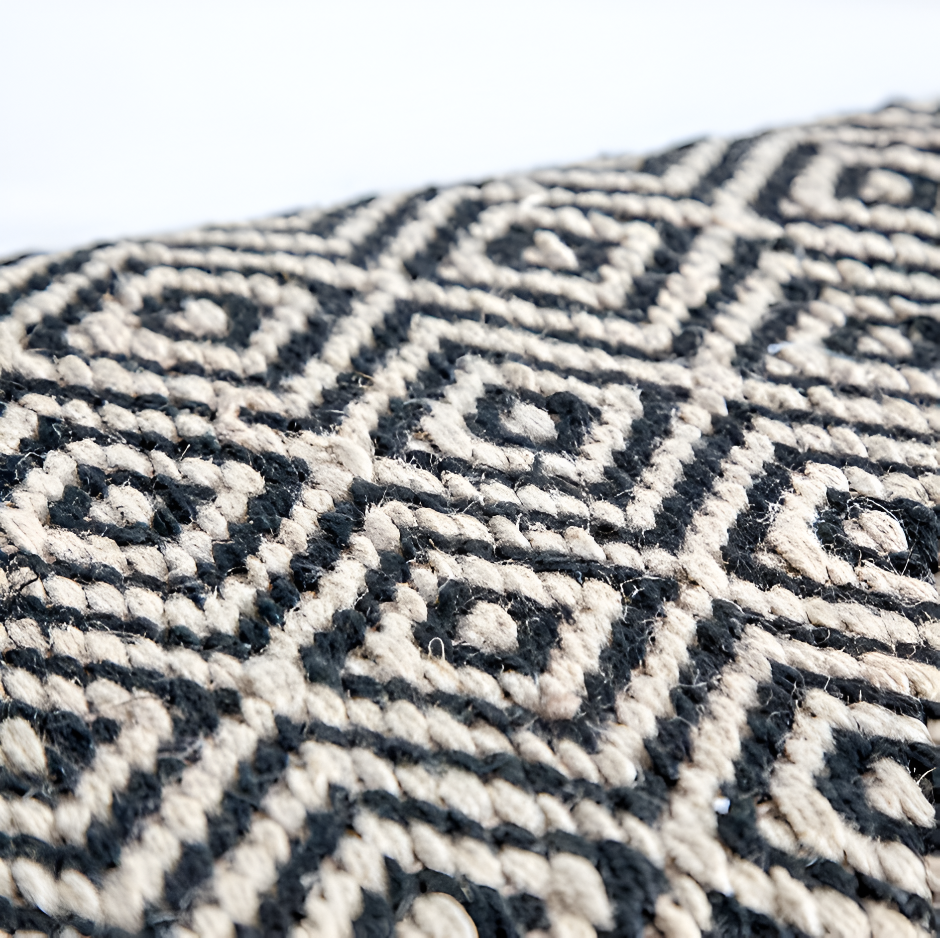 56" Black and White and Gray Upholstered Cotton Blend Trellis Bench-2