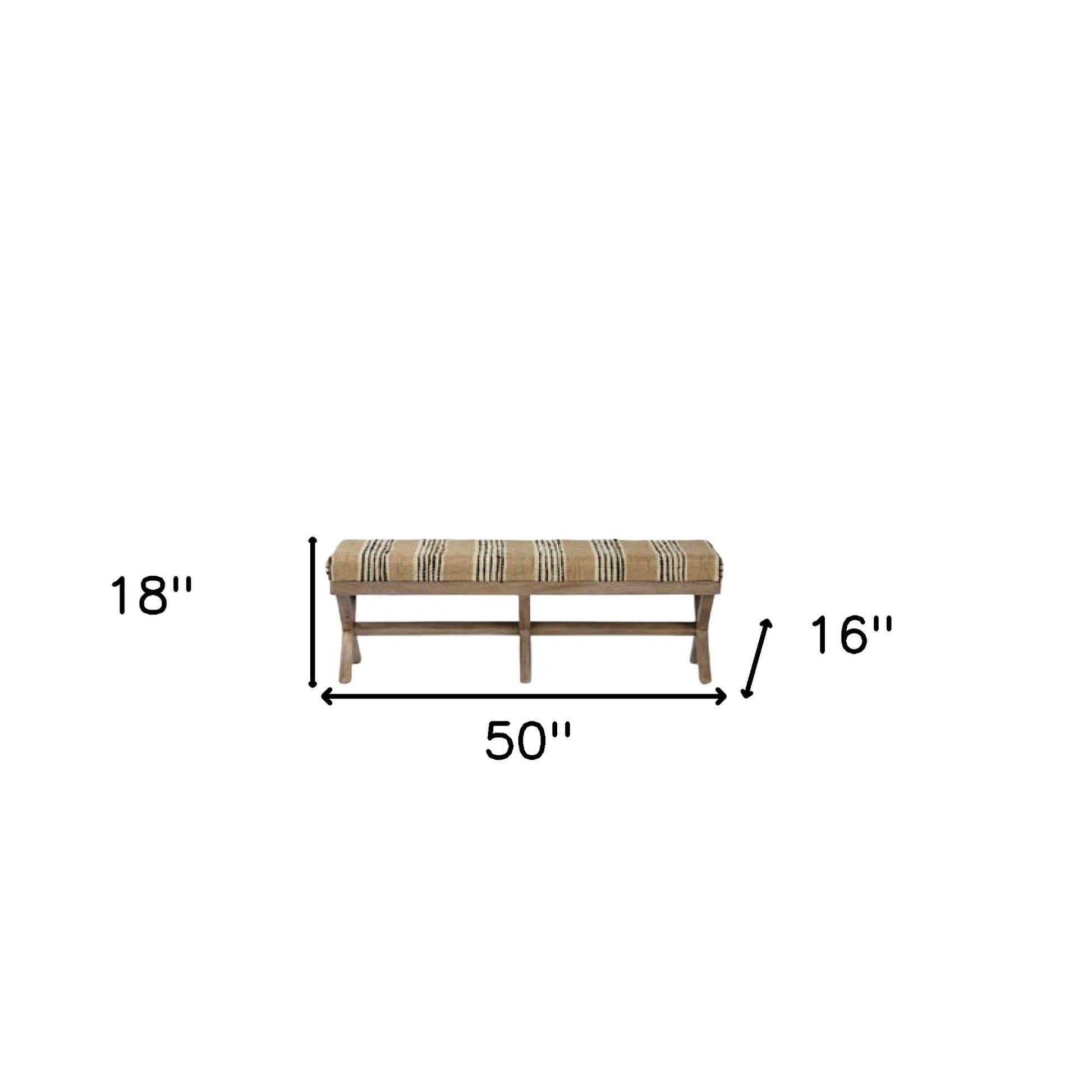 16" Beige And Brown Upholstered Cotton Blend Bench-5