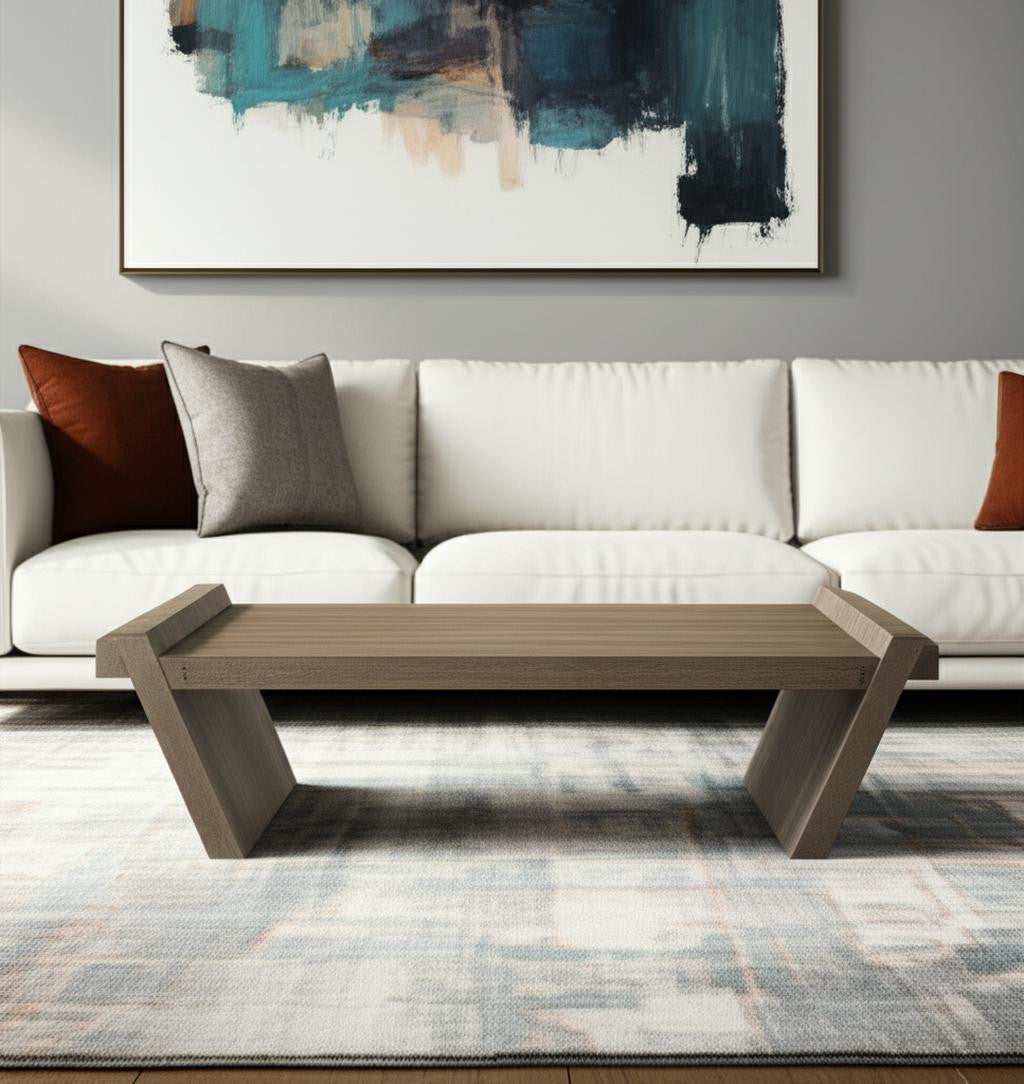 59" Brown Wood Coffee Table-2