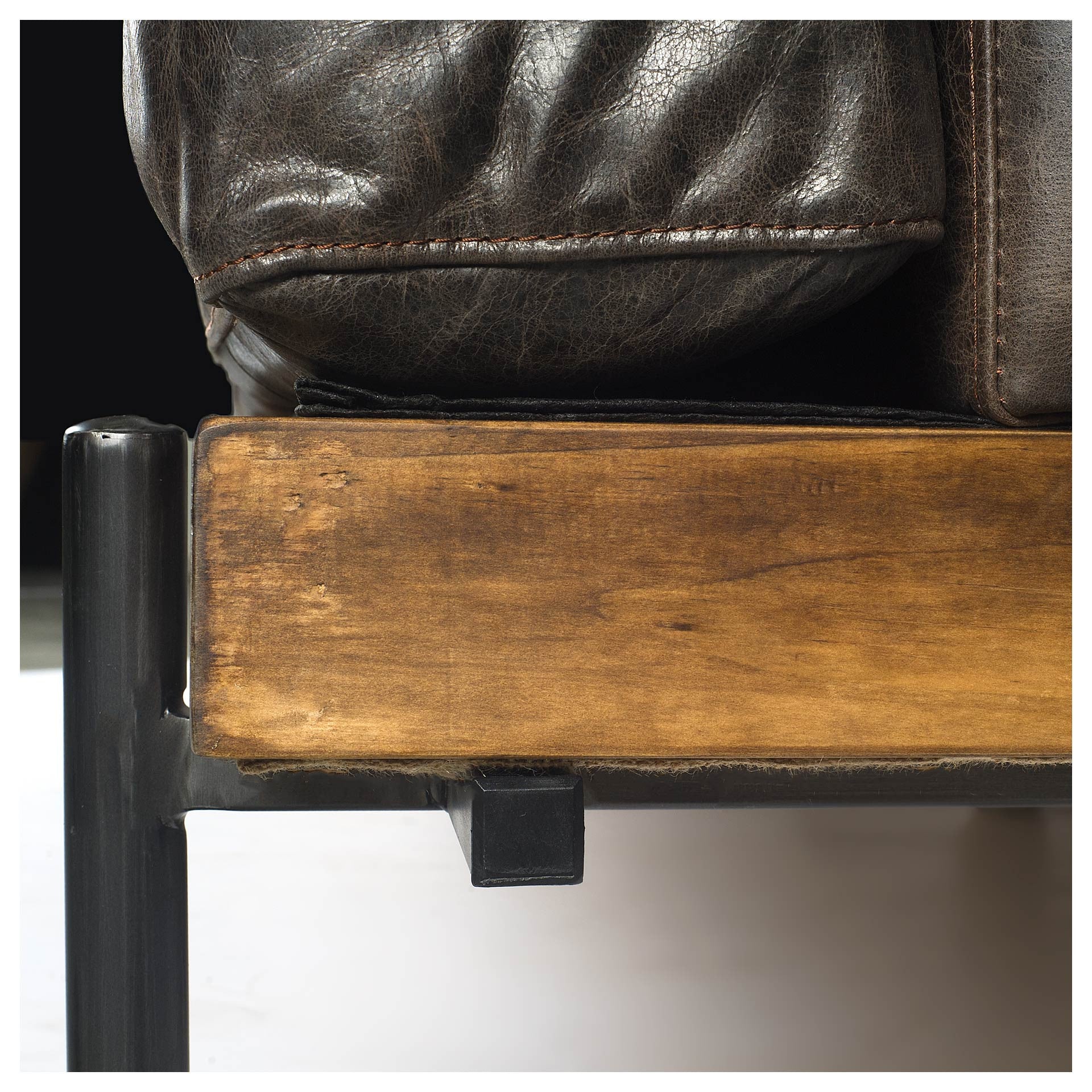 41" Black Faux Leather Distressed Club Chair-4