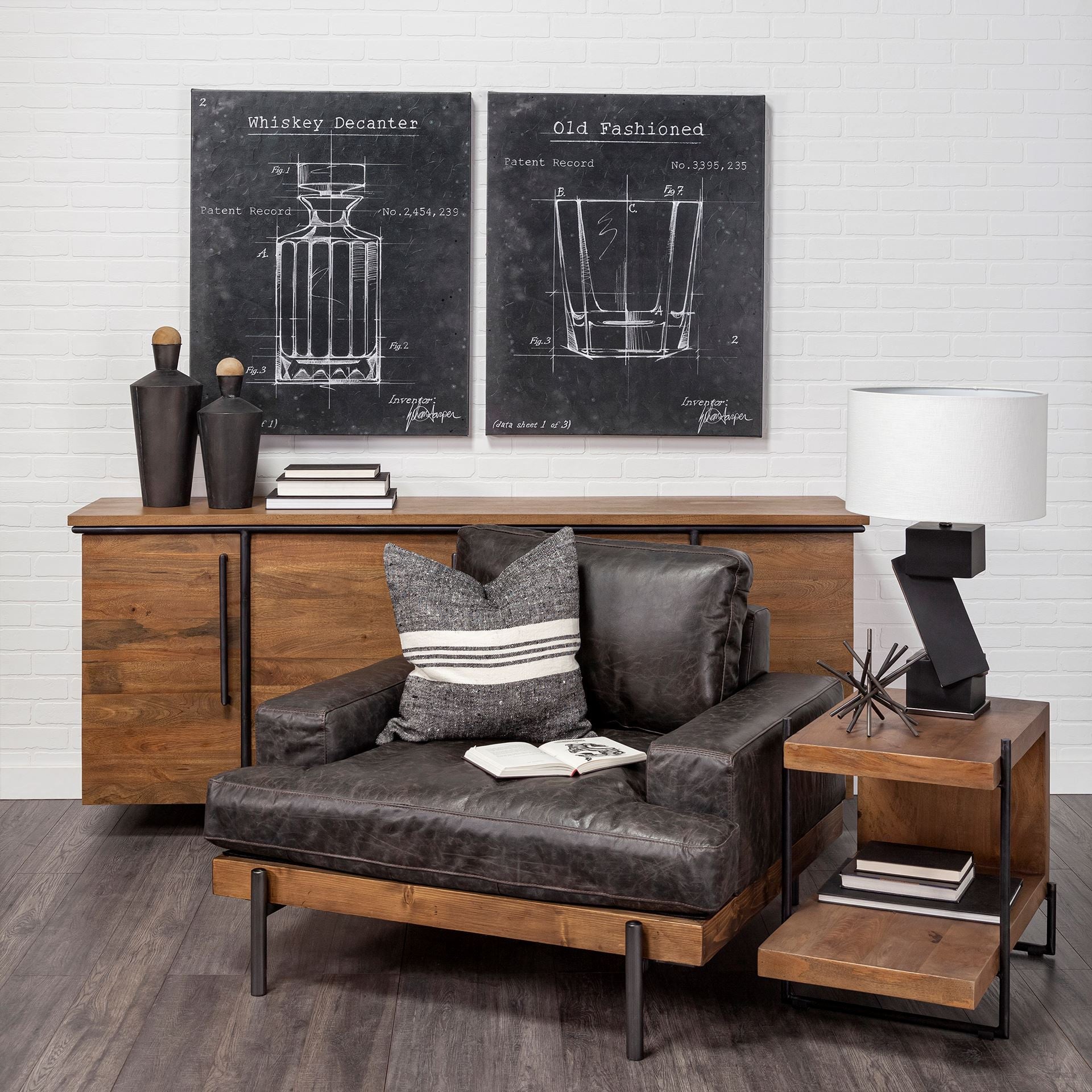 41" Black Faux Leather Distressed Club Chair-5