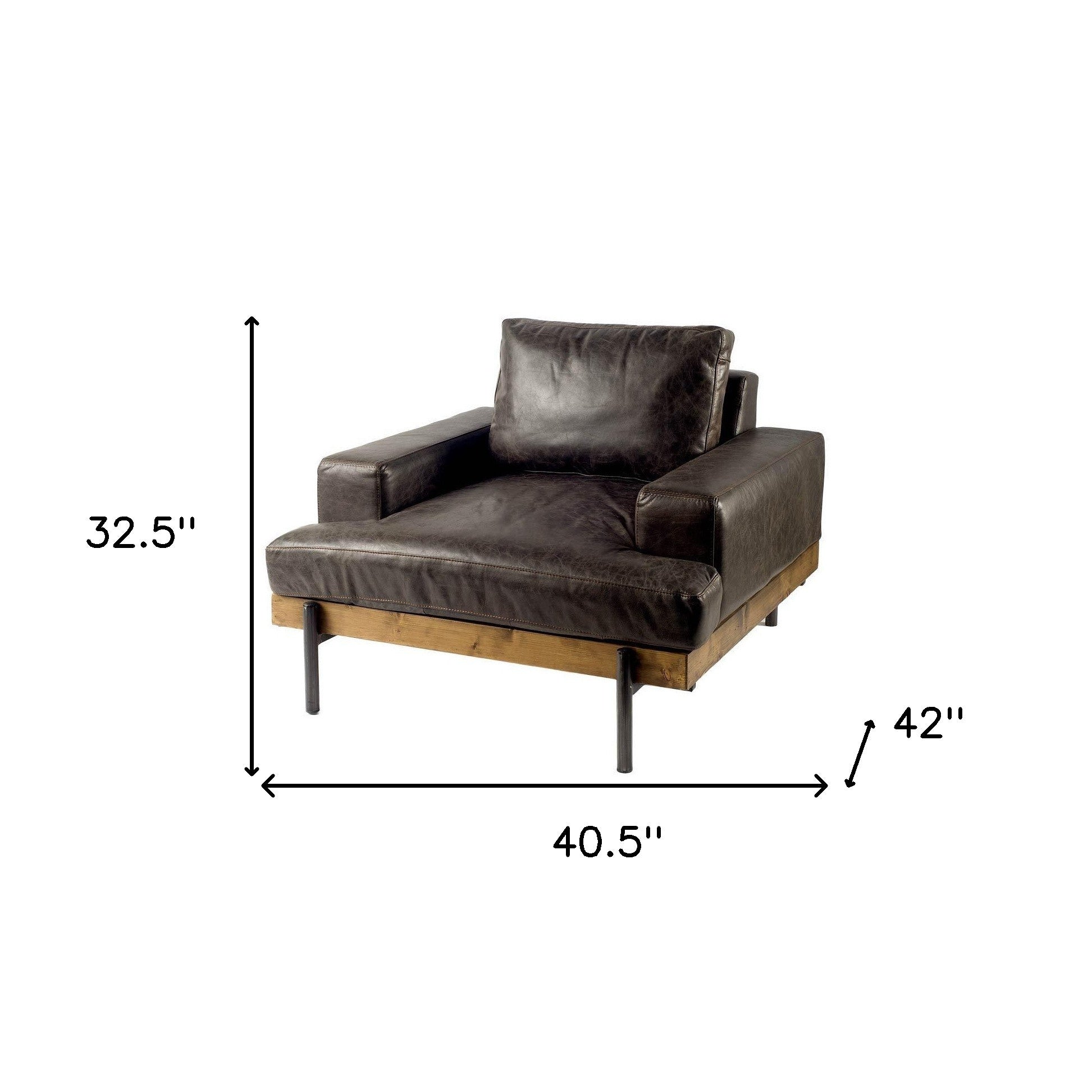 41" Black Faux Leather Distressed Club Chair-6