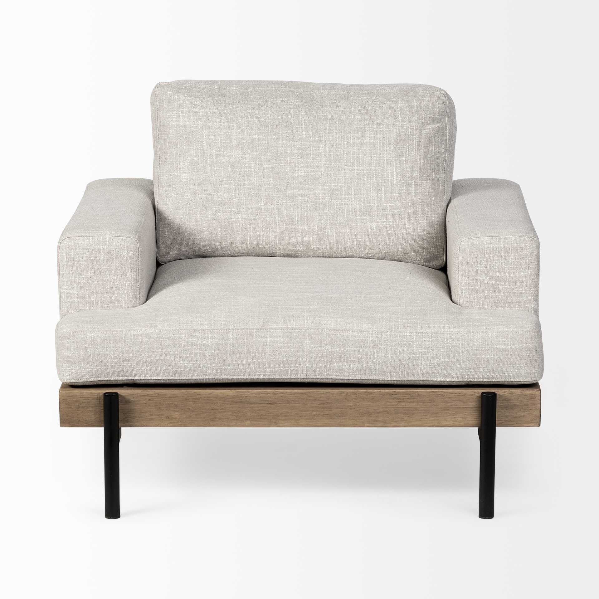 41" Cream and Black Fabric Arm Chair-1