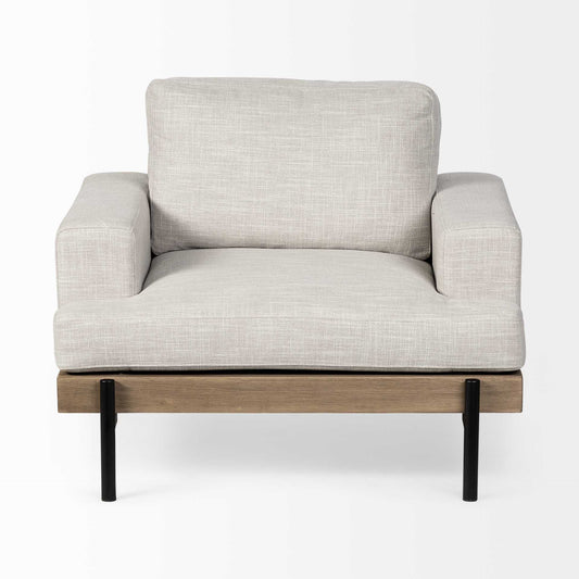 41" Cream and Black Fabric Arm Chair-1