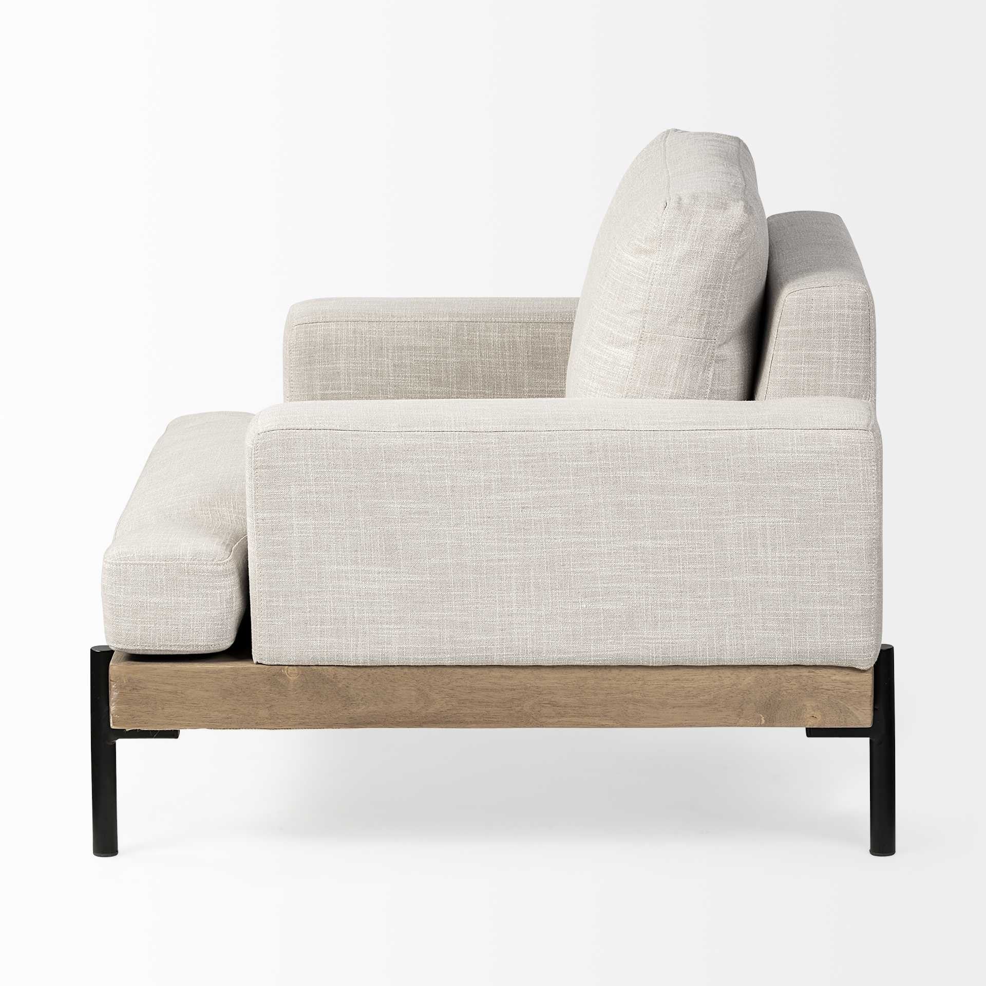 41" Cream and Black Fabric Arm Chair-4