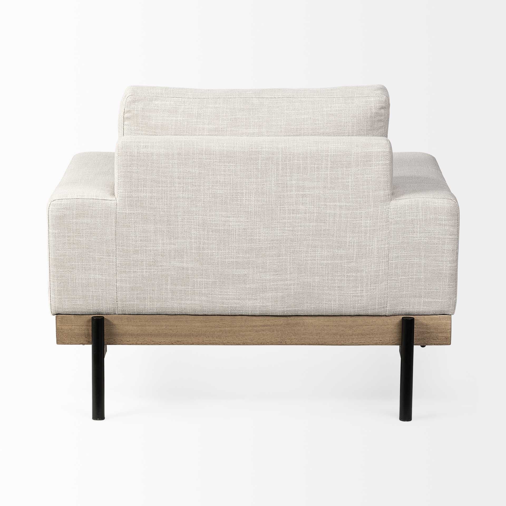 41" Cream and Black Fabric Arm Chair-2