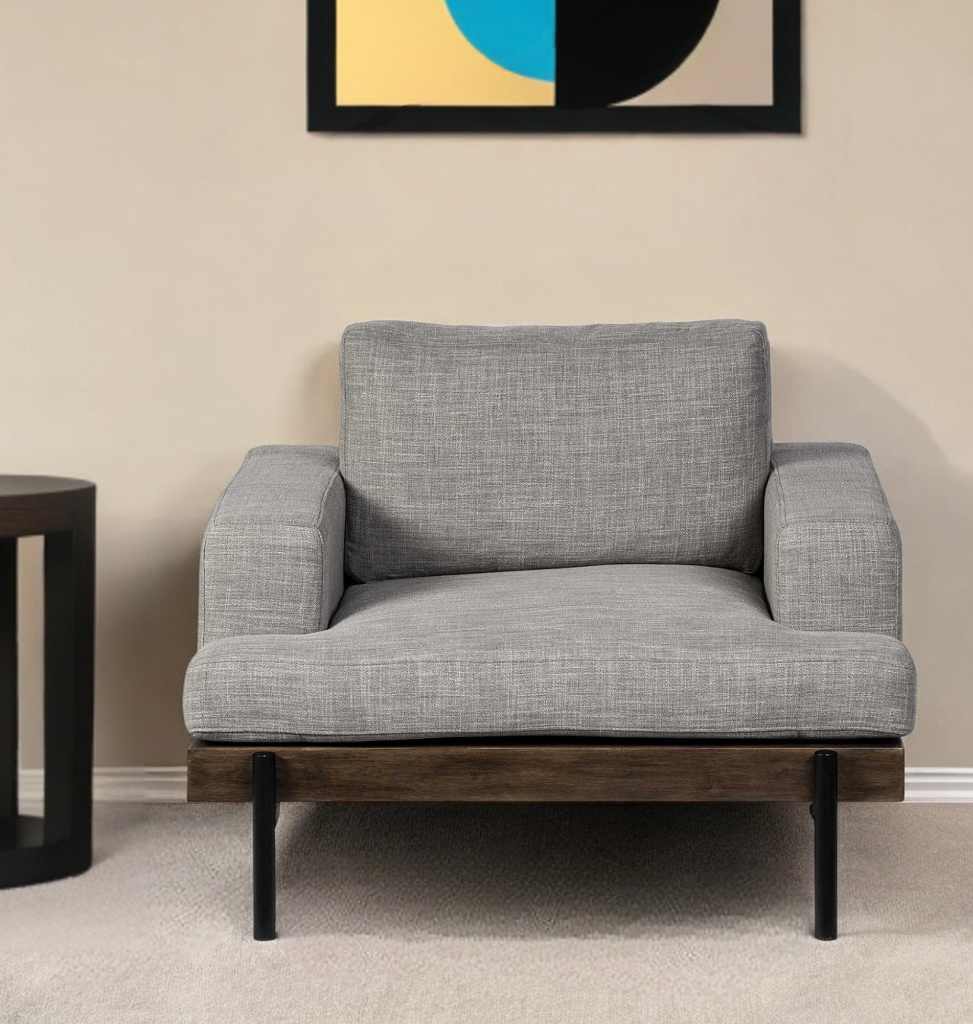 41" Gray and Black Fabric Club Chair-0