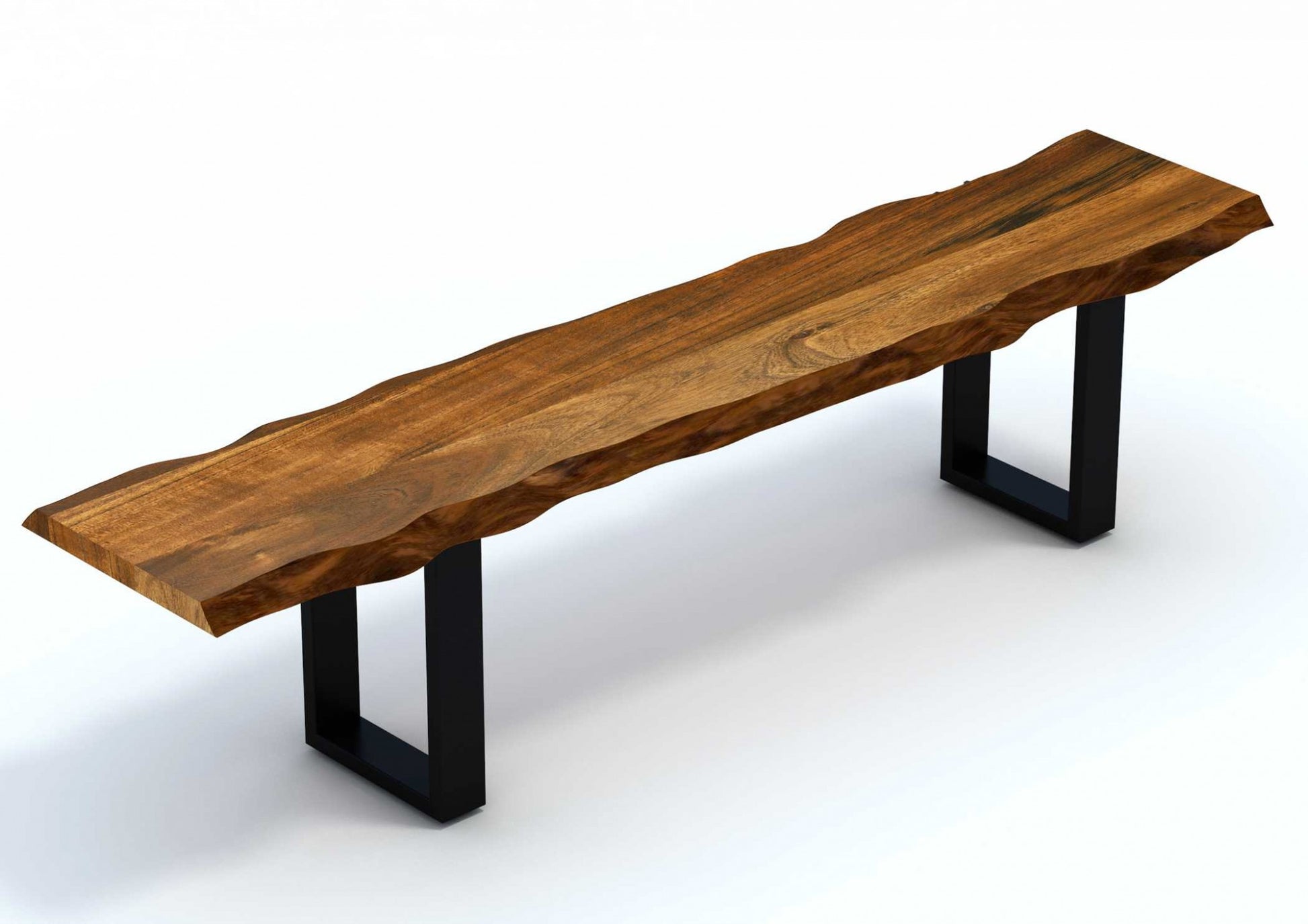 68" Brown and Black Live Edge Solid Wood Dining Bench-2