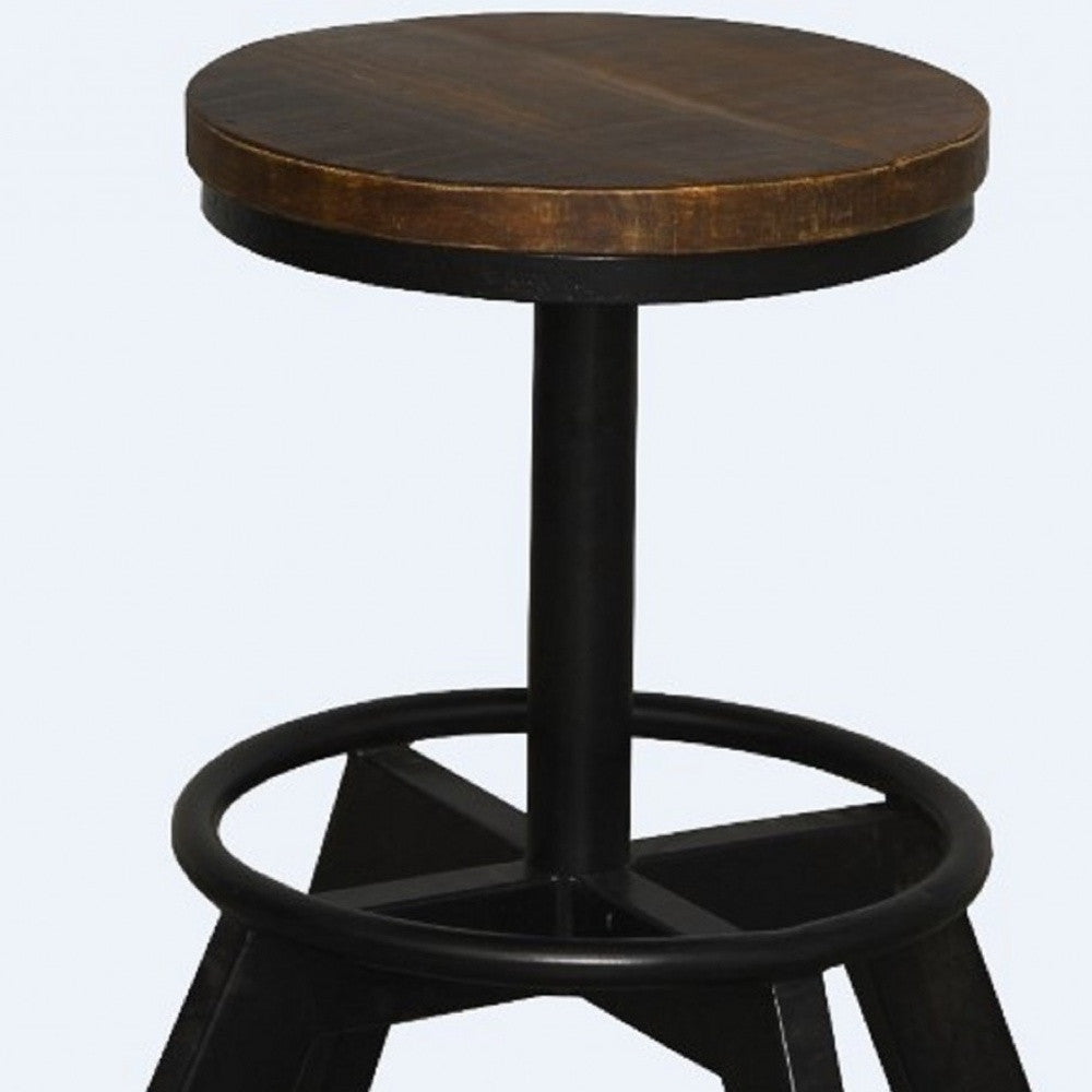 22" Brown And Black Iron Backless Bar Chair-3