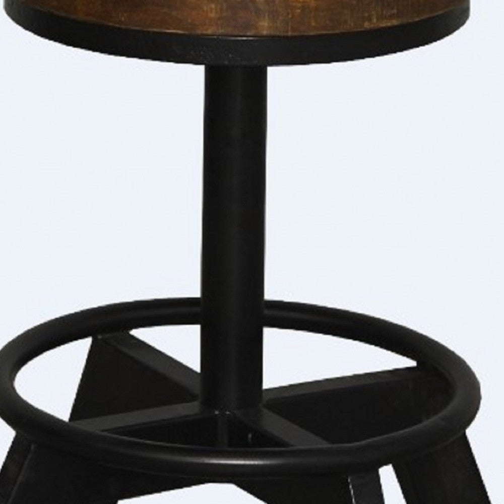 22" Brown And Black Iron Backless Bar Chair-4