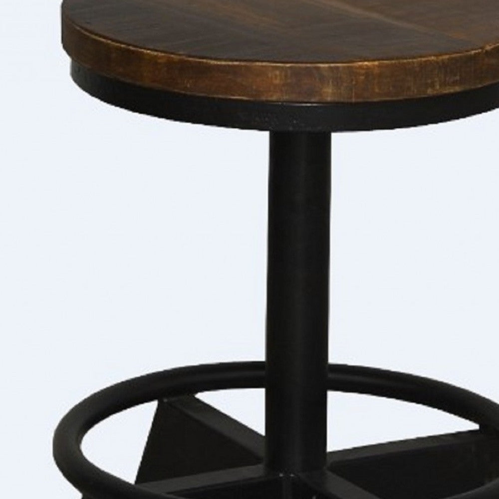 22" Brown And Black Iron Backless Bar Chair-5