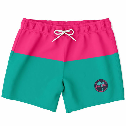Rad Palm Color Block Men's Swim Trunks