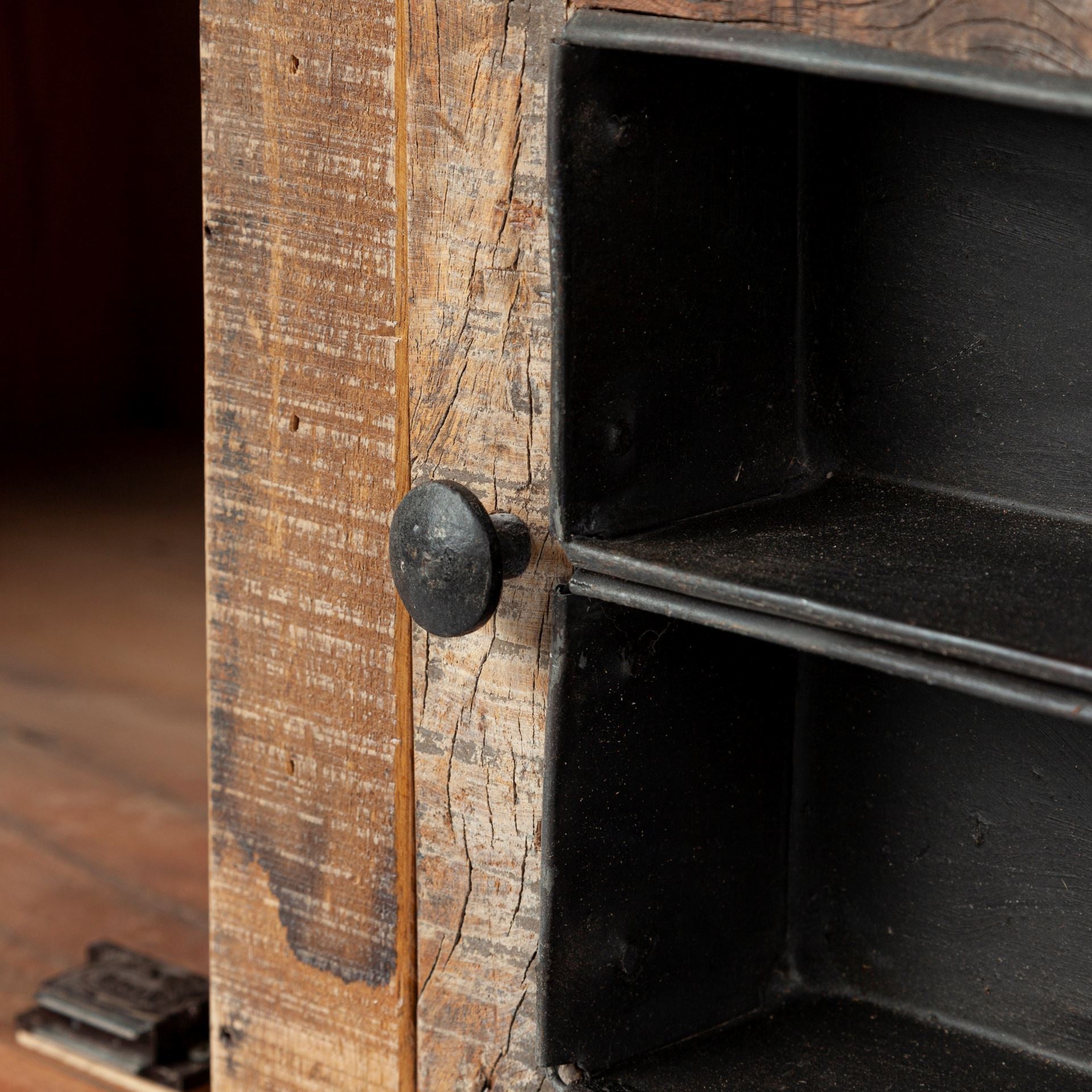 76" Brown Distressed Reclaimed Wood Enclosed Storage TV Stand-6