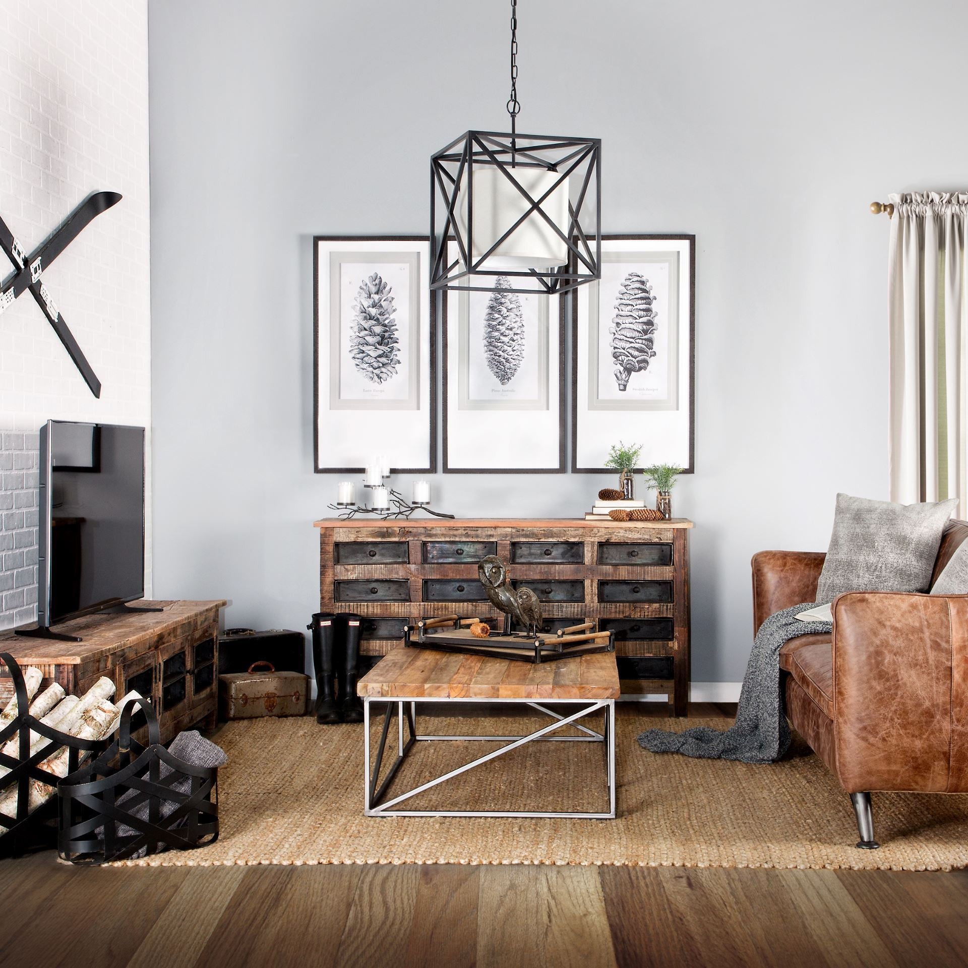 76" Brown Distressed Reclaimed Wood Enclosed Storage TV Stand-7