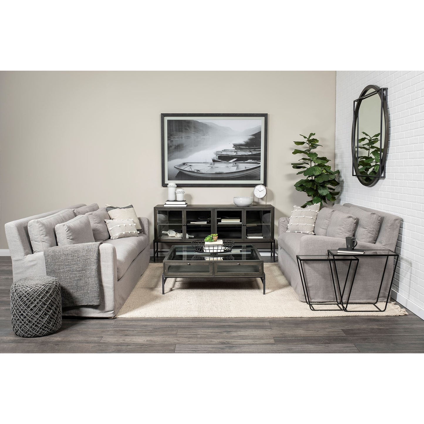 70" Black Solid Wood Sideboard with Four Glass Doors-6